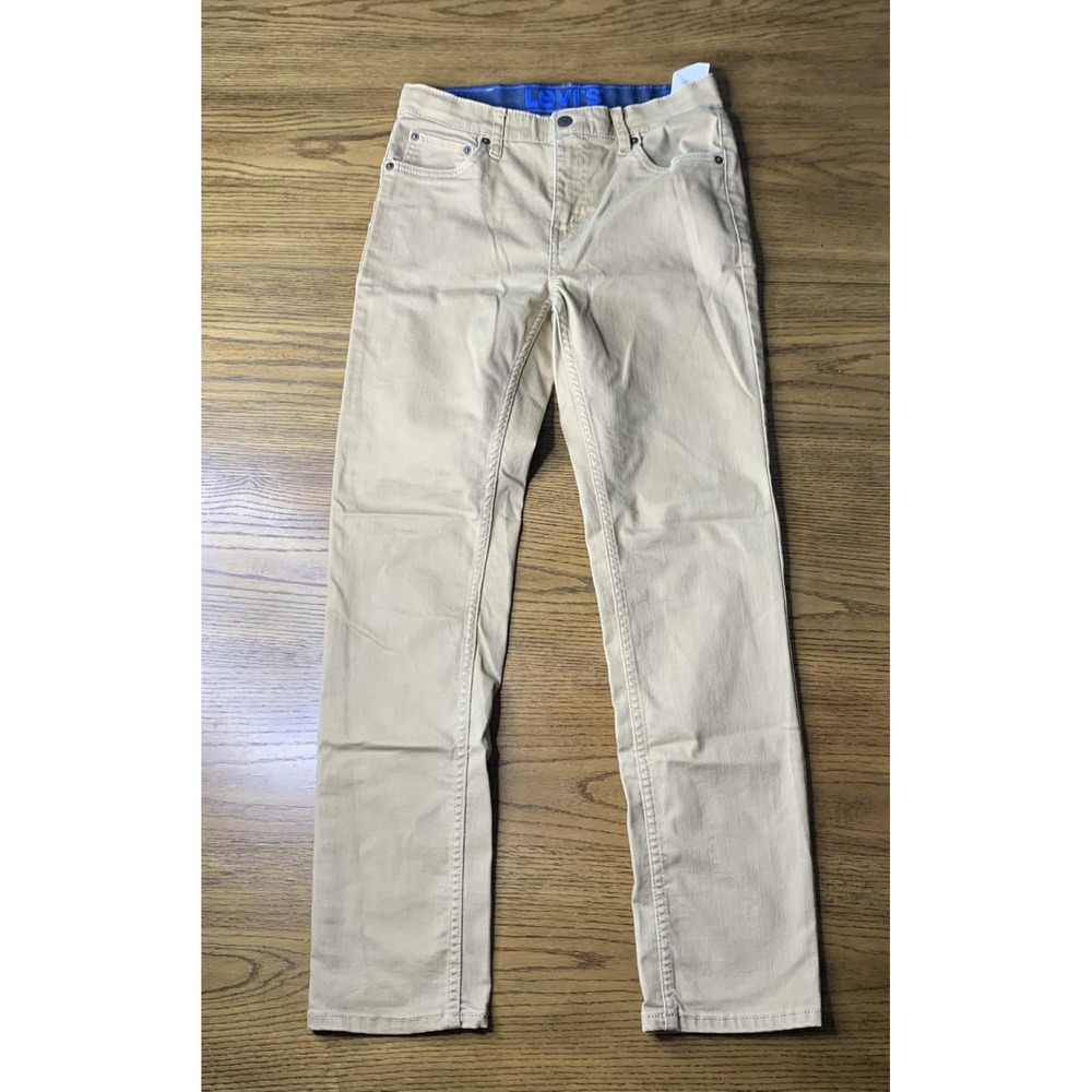 Levis 502 Pants Boys 16 Regular 28 X 30 Khaki Stretch Chino Slim Tapered Casual